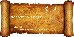 Verhás Anett névjegykártya